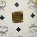MCM Vicetos Logogram Hand Bag PVC Leather 2way White Gold Auth 115026-15