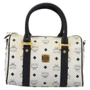 MCM Vicetos Logogram Hand Bag PVC Leather 2way White Gold Auth 115026-2