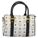 MCM Vicetos Logogram Hand Bag PVC Leather 2way White Gold Auth 115026-3