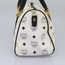 MCM Vicetos Logogram Hand Bag PVC Leather 2way White Gold Auth 115026-4