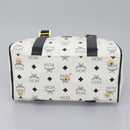 MCM Vicetos Logogram Hand Bag PVC Leather 2way White Gold Auth 115026-9