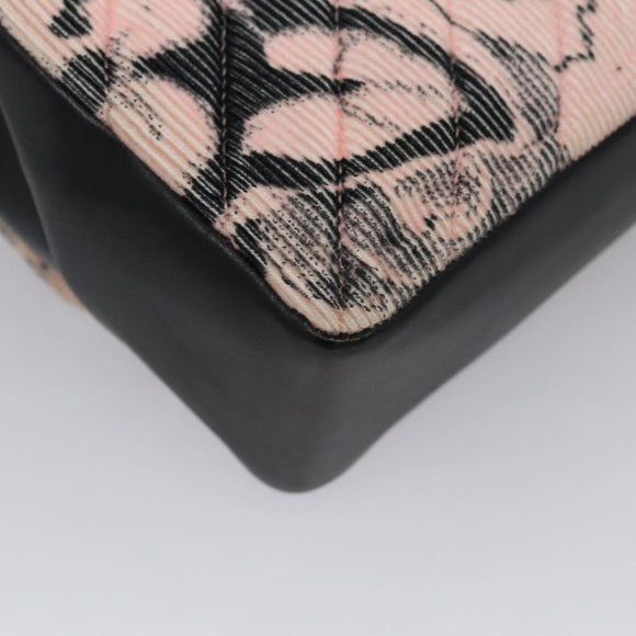 CHANEL Chain V Stitch Shoulder Bag Corduroy Pink Gold CC Auth 115032AM