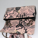 CHANEL Chain V Stitch Shoulder Bag Corduroy Pink Gold CC Auth 115032AM-10