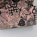 CHANEL Chain V Stitch Shoulder Bag Corduroy Pink Gold CC Auth 115032AM-19