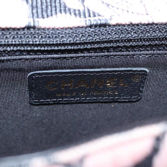 CHANEL Chain V Stitch Shoulder Bag Corduroy Pink Gold CC Auth 115032SM