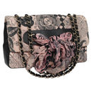 CHANEL Chain V Stitch Shoulder Bag Corduroy Pink Gold CC Auth 115032SM-1