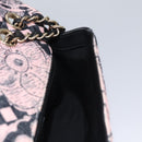 CHANEL Chain V Stitch Shoulder Bag Corduroy Pink Gold CC Auth 115032AM-21