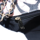 CHANEL Chain V Stitch Shoulder Bag Corduroy Pink Gold CC Auth 115032SM-23