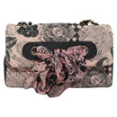 CHANEL Chain V Stitch Shoulder Bag Corduroy Pink Gold CC Auth 115032SM-13