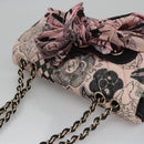 CHANEL Chain V Stitch Shoulder Bag Corduroy Pink Gold CC Auth 115032AM-6