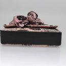 CHANEL Chain V Stitch Shoulder Bag Corduroy Pink Gold CC Auth 115032SM-5