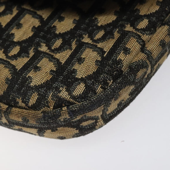 Christian Dior Trotter Canvas Shoulder Bag Navy Gold Auth 115041