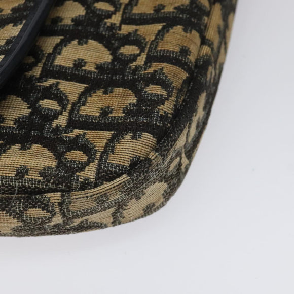 Christian Dior Trotter Canvas Shoulder Bag Navy Gold Auth 115041
