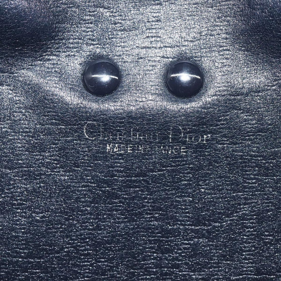 Christian Dior Trotter Canvas Shoulder Bag Navy Gold Auth 115041