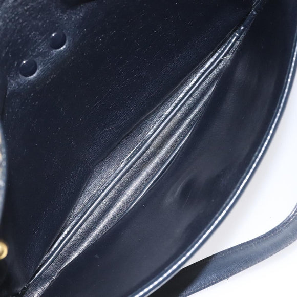 Christian Dior Trotter Canvas Shoulder Bag Navy Gold Auth 115041