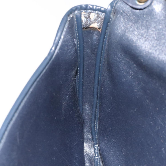 Christian Dior Trotter Canvas Shoulder Bag Navy Gold Auth 115041
