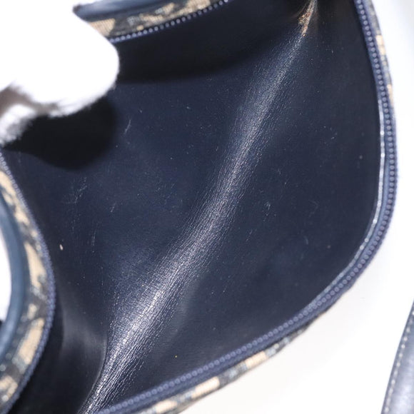 Christian Dior Trotter Canvas Shoulder Bag Navy Gold Auth 115041