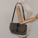 Christian Dior Trotter Canvas Shoulder Bag Navy Gold Auth 115041-21