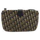 Christian Dior Trotter Canvas Shoulder Bag Navy Gold Auth 115041-2