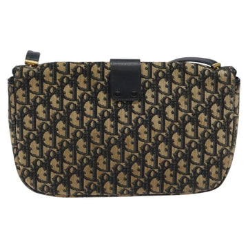 Christian Dior Trotter Canvas Shoulder Bag Navy Gold Auth 115041 - 0