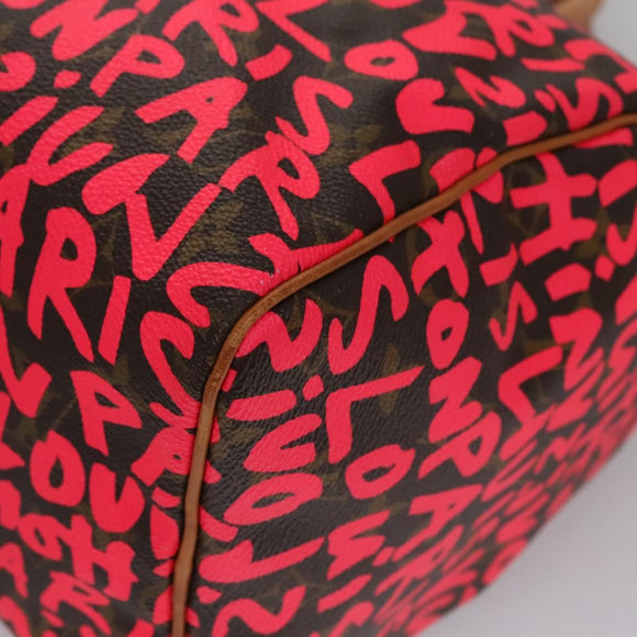LOUIS VUITTON Monogram Graffiti Speedy 30 Hand Bag Pink M93704 LV Auth 115047AV