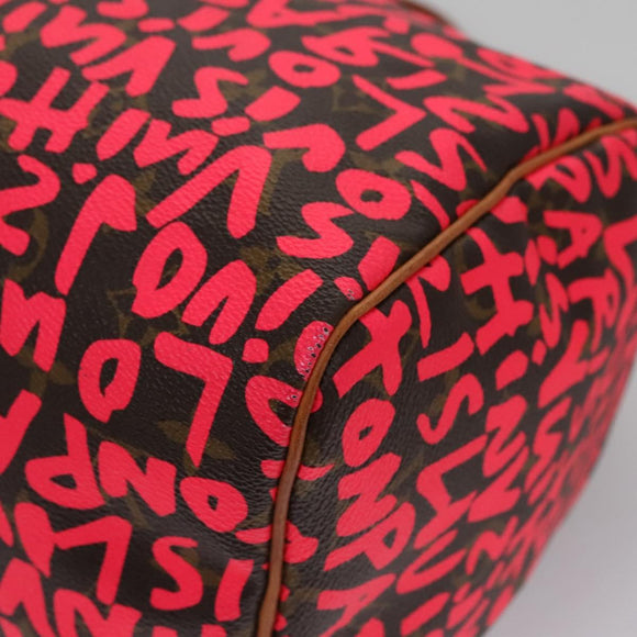 LOUIS VUITTON Monogram Graffiti Speedy 30 Hand Bag Pink M93704 LV Auth 115047AV
