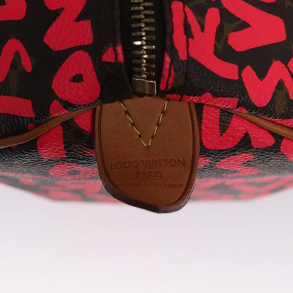 LOUIS VUITTON Monogram Graffiti Speedy 30 Hand Bag Pink M93704 LV Auth 115047AV
