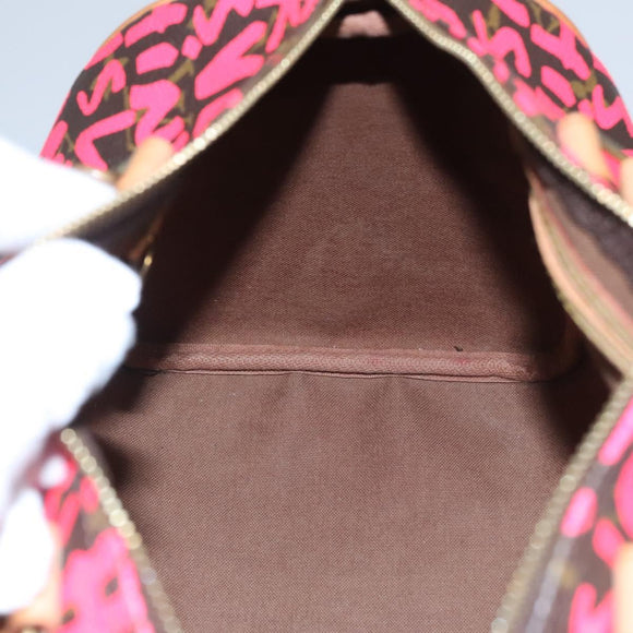 LOUIS VUITTON Monogram Graffiti Speedy 30 Hand Bag Pink M93704 LV Auth 115047AV