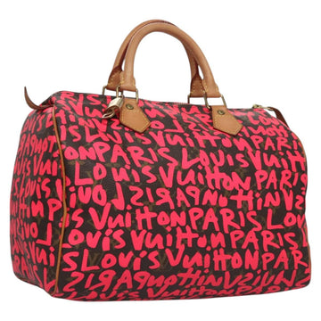 LOUIS VUITTON Monogram Graffiti Speedy 30 Hand Bag Pink M93704 LV Auth 115047AV