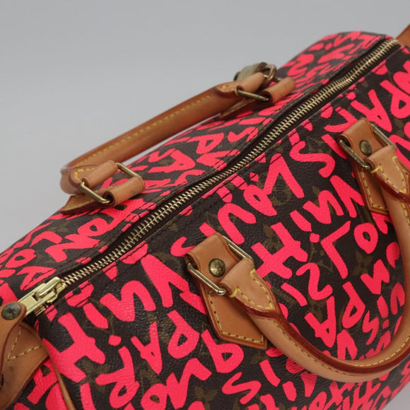 LOUIS VUITTON Monogram Graffiti Speedy 30 Hand Bag Pink M93704 LV Auth 115047AV