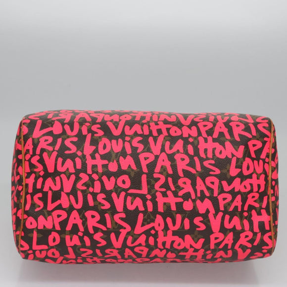 LOUIS VUITTON Monogram Graffiti Speedy 30 Hand Bag Pink M93704 LV Auth 115047AV
