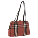 BURBERRY Nova Check Shoulder Bag Canvas Red Auth 115048-1