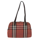 BURBERRY Nova Check Shoulder Bag Canvas Red Auth 115048-13