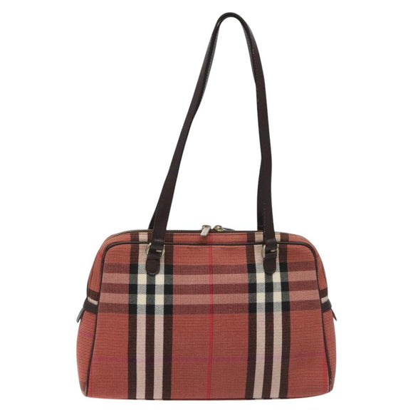 BURBERRY Nova Check Shoulder Bag Canvas Red Auth 115048
