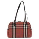 BURBERRY Nova Check Shoulder Bag Canvas Red Auth 115048-2
