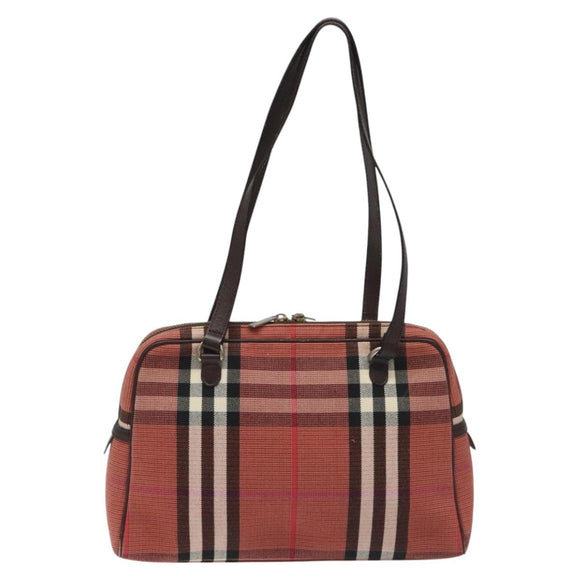 BURBERRY Nova Check Shoulder Bag Canvas Red Auth 115048