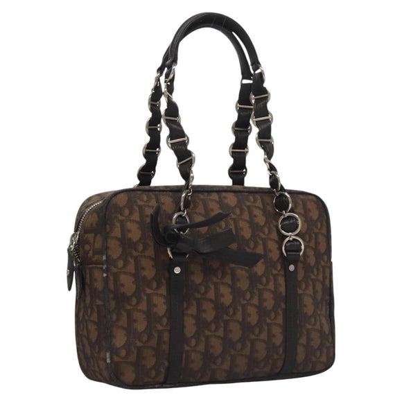 Christian Dior Romantic Trotter Canvas Shoulder Bag PVC Brown Auth 115054