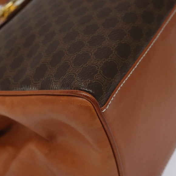CELINE Macadam Canvas Hand Bag PVC Brown Gold Auth 115067