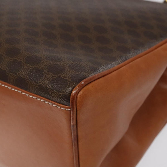 CELINE Macadam Canvas Hand Bag PVC Brown Gold Auth 115067