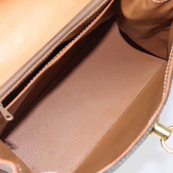CELINE Macadam Canvas Hand Bag PVC Brown Gold Auth 115067