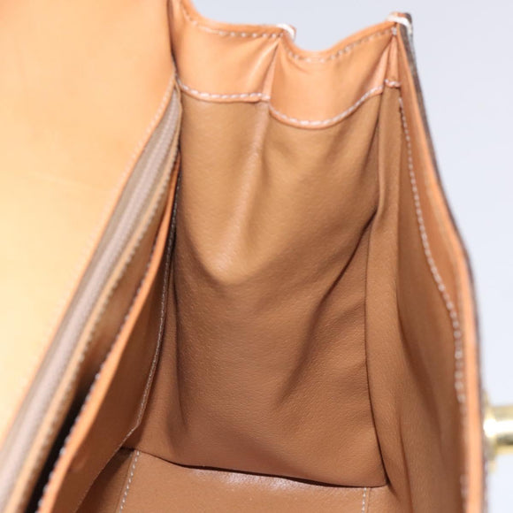 CELINE Macadam Canvas Hand Bag PVC Brown Gold Auth 115067