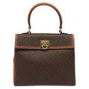 CELINE Macadam Canvas Hand Bag PVC Brown Gold Auth 115067-13