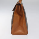 CELINE Macadam Canvas Hand Bag PVC Brown Gold Auth 115067-3