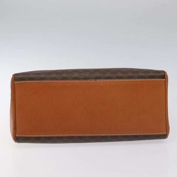 CELINE Macadam Canvas Hand Bag PVC Brown Gold Auth 115067