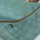 GUCCI GG Canvas Tote Bag Turquoise Blue 113017 Auth 115077-9