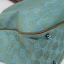 GUCCI GG Canvas Tote Bag Turquoise Blue 113017 Auth 115077-14