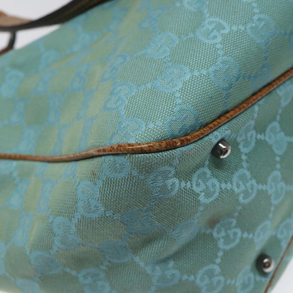 GUCCI GG Canvas Tote Bag Turquoise Blue 113017 Auth 115077