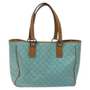 GUCCI GG Canvas Tote Bag Turquoise Blue 113017 Auth 115077-13