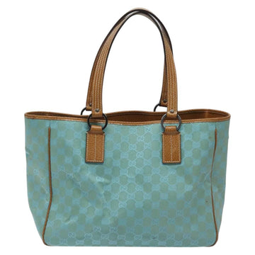 GUCCI GG Canvas Tote Bag Turquoise Blue 113017 Auth 115077 - 0