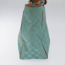 GUCCI GG Canvas Tote Bag Turquoise Blue 113017 Auth 115077-4